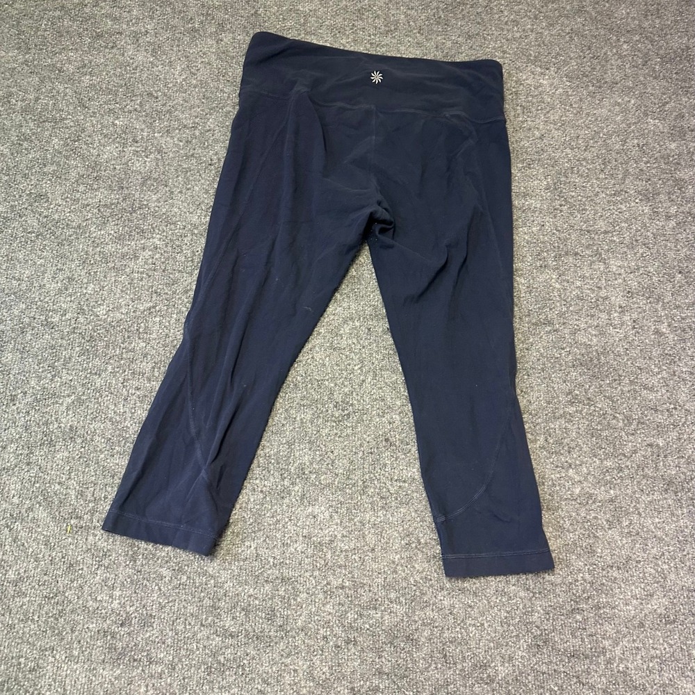 Athleta Leggings Womens Size L Navy Blue Capri Cropped High Rise Yoga Pants